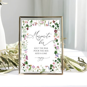 Póster de despedida de soltera floral de bar de ma