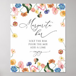 Póster de despedida de soltera floral de barra de 