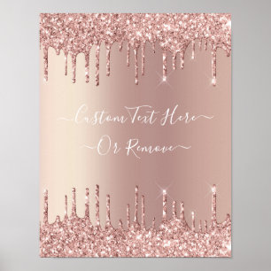 Póster de destellos de purpurina de oro rosa con t