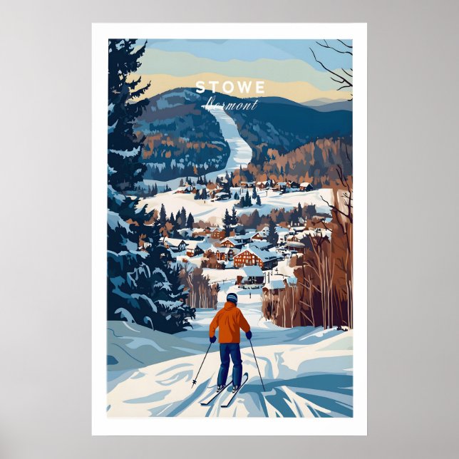 Póster de destino de esquí de Vermont 1 (Frente)
