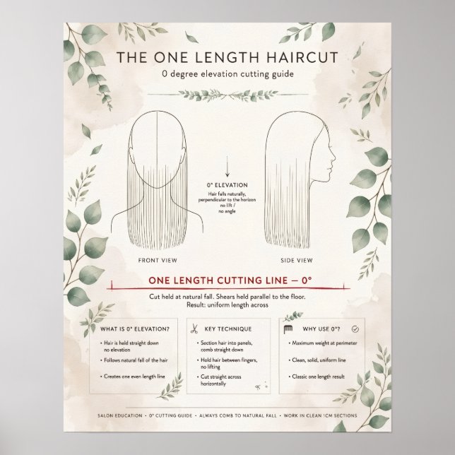 Póster de Diagrama de Corte de Pelo Boho de una Lo (Frente)