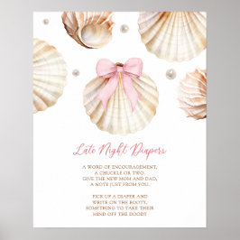 Póster de Diaper Tardío para Fiesta de Bebé de Niñ