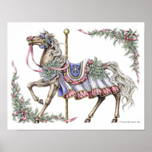Póster de dibujo a pluma y tinta de caballo de car