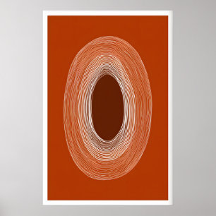 Póster de dibujo de línea abstracta, forma ovalada