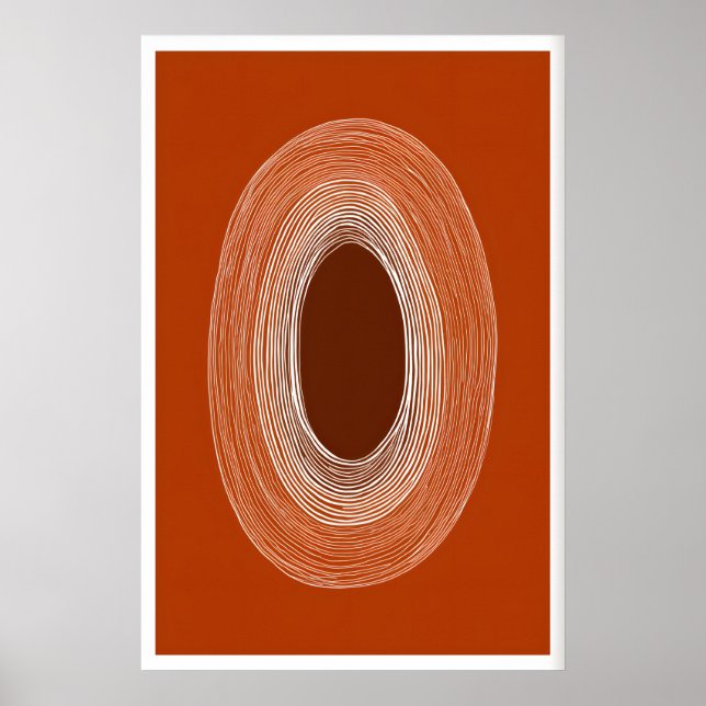 Póster de dibujo de línea abstracta, forma ovalada (Frente)