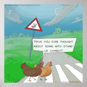 Póster de Dibujos Animados de Gallinas Divertidas