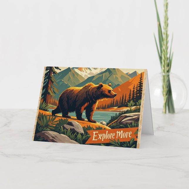 Póster de dibujos animados de oso al estilo retro  (Anverso)
