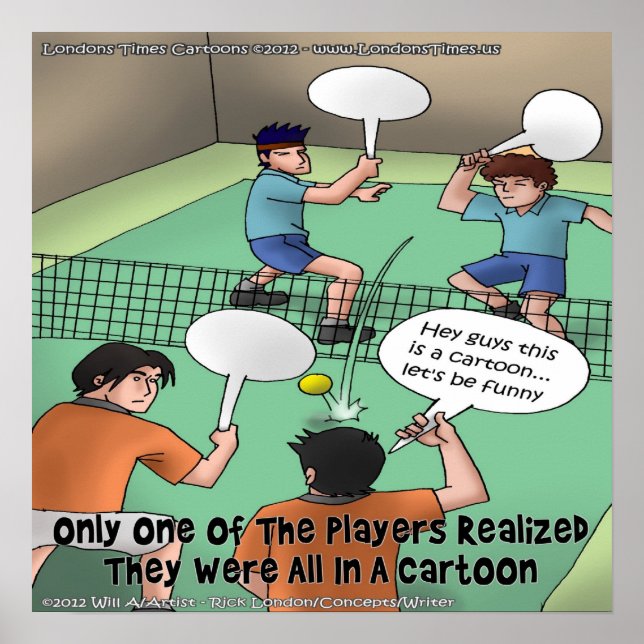 Póster de dibujos animados de tenis sin gracia (en (Frente)