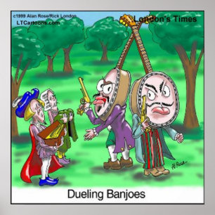 Póster de dibujos animados divertidos de Banjoes e