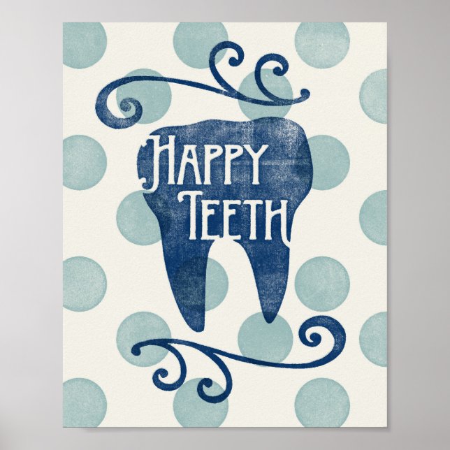 Poster de dientes feliz higienista de arte dental (Frente)