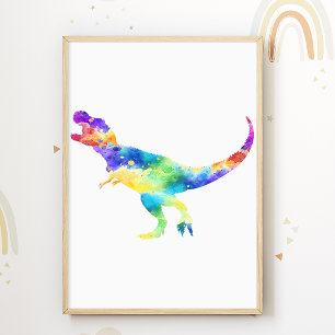 Póster de dinosaurio colorido para habitación de n