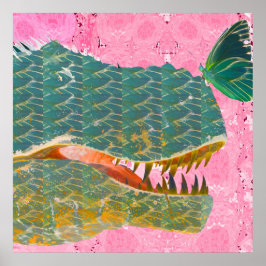 Poster de dinosaurios con arte mariposa impreso