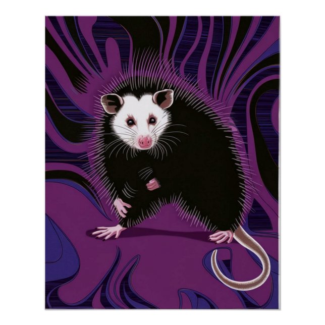 Poster de diseño Opossum Wall Art Purple Black (Anverso)