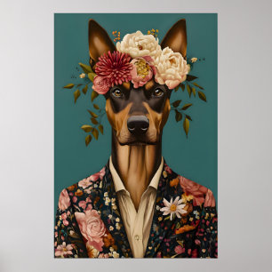 Póster de Doberman Pinscher con traje, Doberman