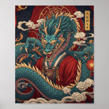 Póster de dragón chino tradicional