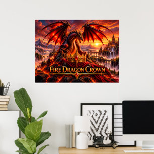 Póster de dragón de fantasía épica Corona de Dragó