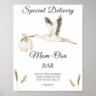 Póster de ducha de bebé de Cigüeña - Momosa bar