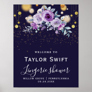 Póster de ducha de lencería floral de otoño