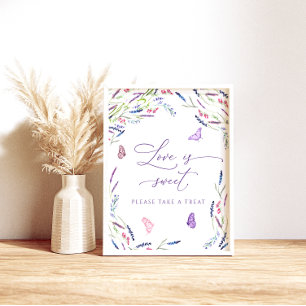 Póster de Ducha de Novia Floral Lavanda El Amor es