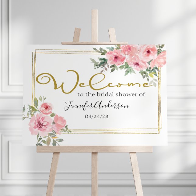 Póster de ducha floral de acuarela suave rosa Blus (Subido por el creador)