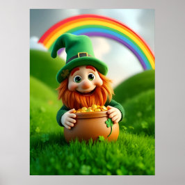 Póster de duende del día de San Patricio trébol de