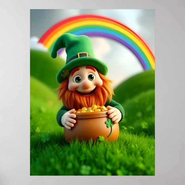 Póster de duende del día de San Patricio trébol de (Frente)