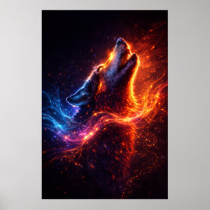 Póster de Electric Howl – Lobo de Fuego y Hielo
