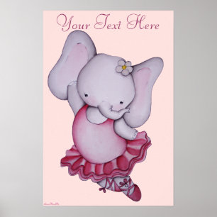 Póster de elefante bailarina para niños