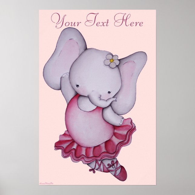 Póster de elefante bailarina para niños (Frente)