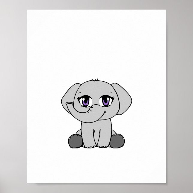 Póster de elefante bebé estilo Chibi (Frente)