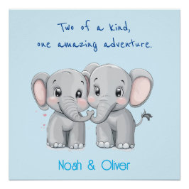 Poster de elefantes cortos para viveros gemelos co