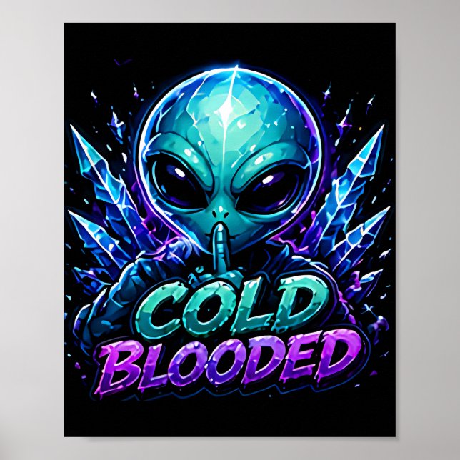 Póster de emoticono alienígena de sangre fría (Frente)