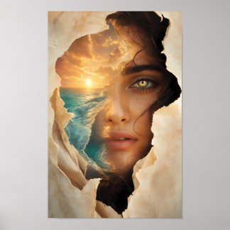 Póster de Ensoñación del Mar Dorado a Través de Su