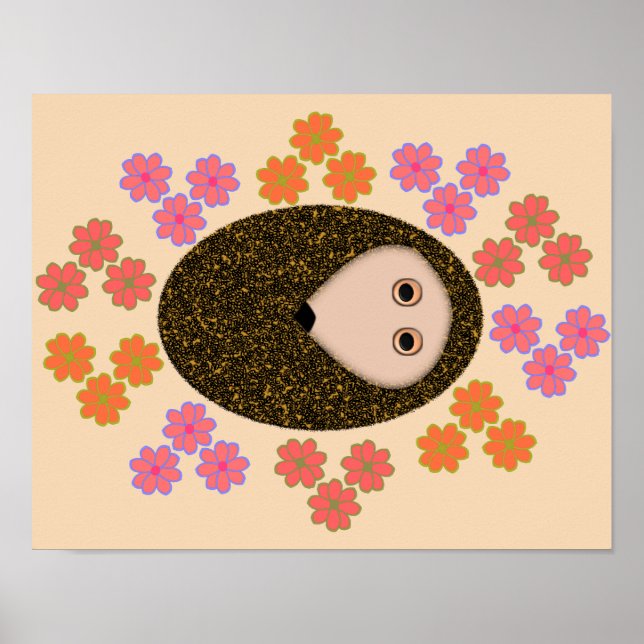 Póster de Erizo Dormilón y Flores (Frente)
