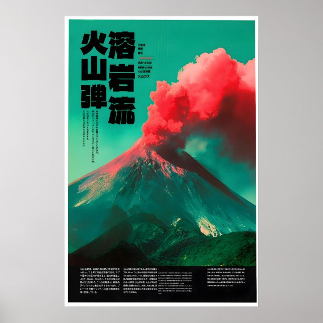 Póster de erupción volcánica – Educación Japonesa (Frente)