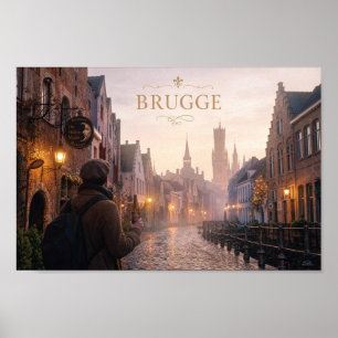 Póster de escena de calle de la cervecería de Bruj