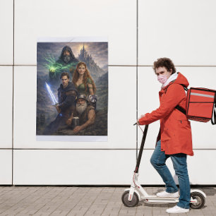Póster de escena épica de razas unidas Arte de u