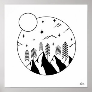 Poster de escenario de arte de línea