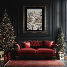 Poster de escenas de invierno estilo arte folclóri