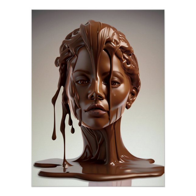 Poster de escultura humana de chocolate derretido (Anverso)