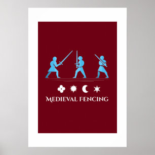 Póster de Esgrima Medieval – Guardias Mínimos de C
