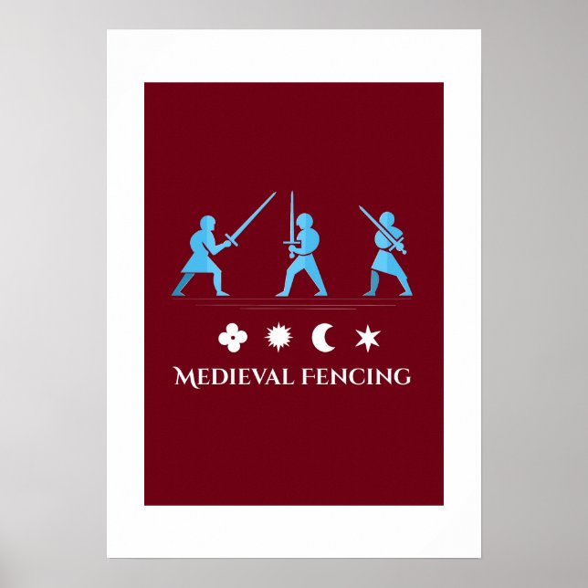 Póster de Esgrima Medieval – Guardias Mínimos de C (Frente)