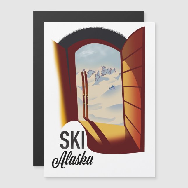 Póster de esquí al estilo vintage de Alaska (Anverso/Reverso)
