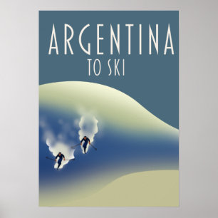 Póster de esquí al estilo vintage de Argentina
