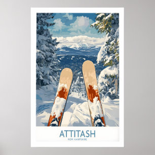 Póster de esquí Attitash New Hampshire 1