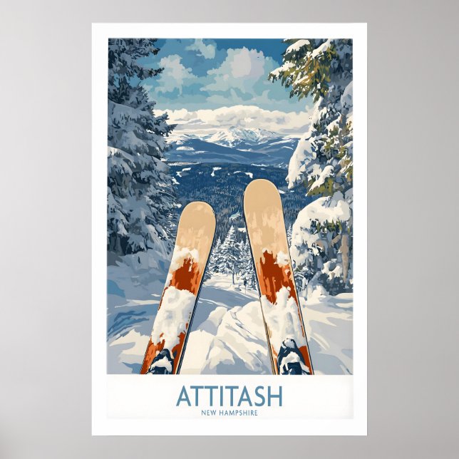 Póster de esquí Attitash New Hampshire 1 (Frente)