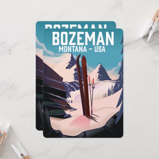 Poster de esquí Bozeman Montana (Anverso/Reverso In Situ)