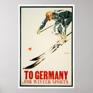 Póster de esquí de Alemania Arte alemán Impresión