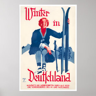 Póster de esquí de Alemania Arte de viaje alemán D