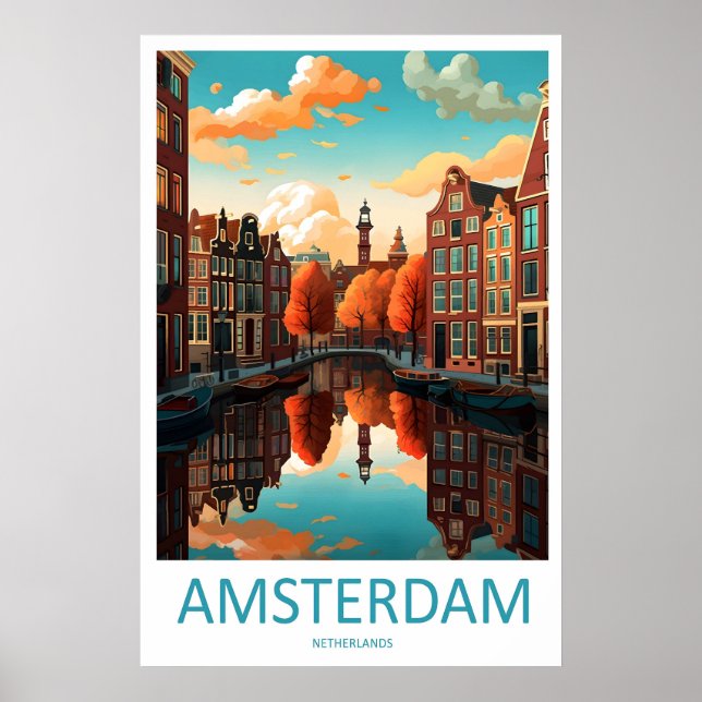 Póster de esquí de AmsterdamViajes vintage Parque  (Frente)